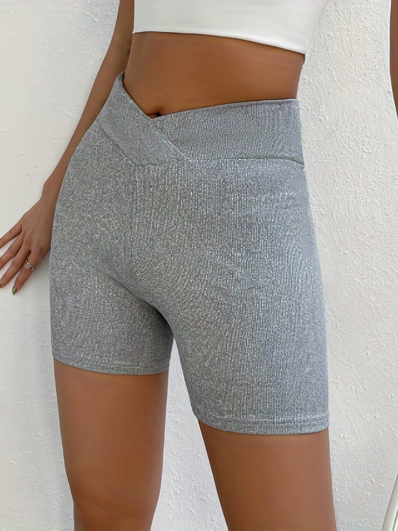 Asymmetrical Waist Skinny Shorts for Women