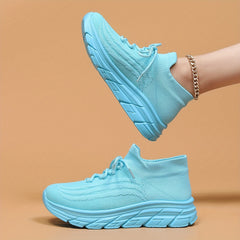 Lace Up Mesh Breathable Running Shoes Soft Comfortable Shock Absorption