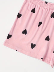 Heart Print Fluffy Loungewear Shorts
