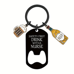 Stainless Steel Bottle Opener Keychain Wine Cup Pendant Key Ring