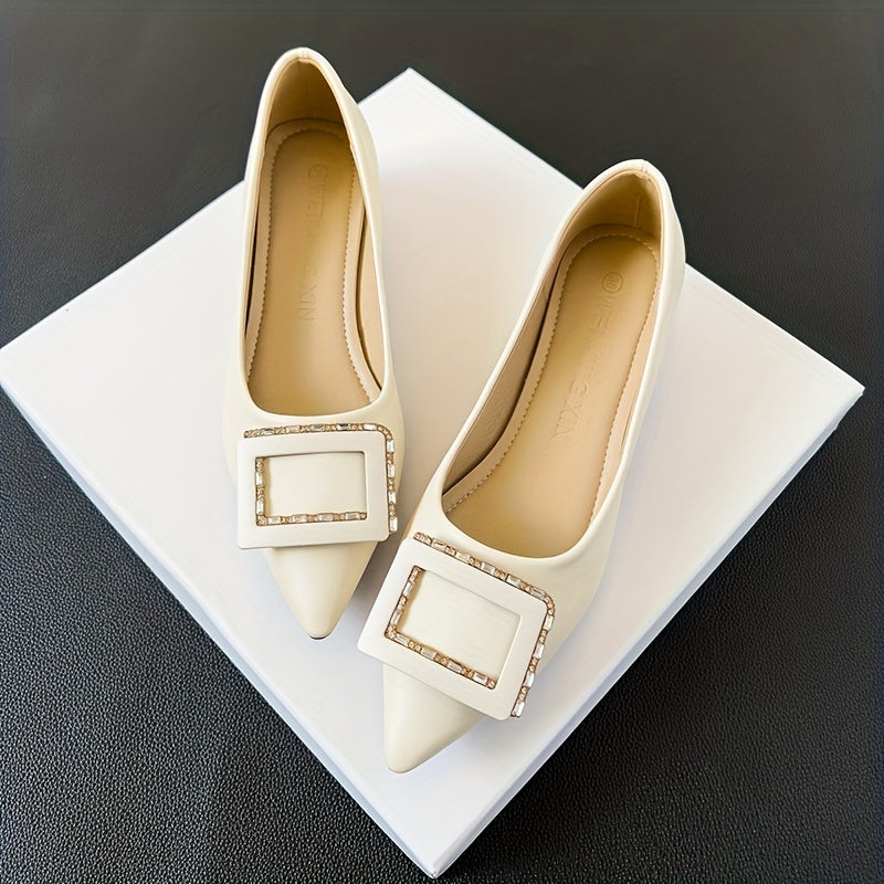Women's Buckle Decor Slip-On Chunky Heel Shoes