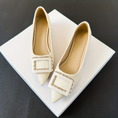 Women's Buckle Decor Slip-On Chunky Heel Shoes