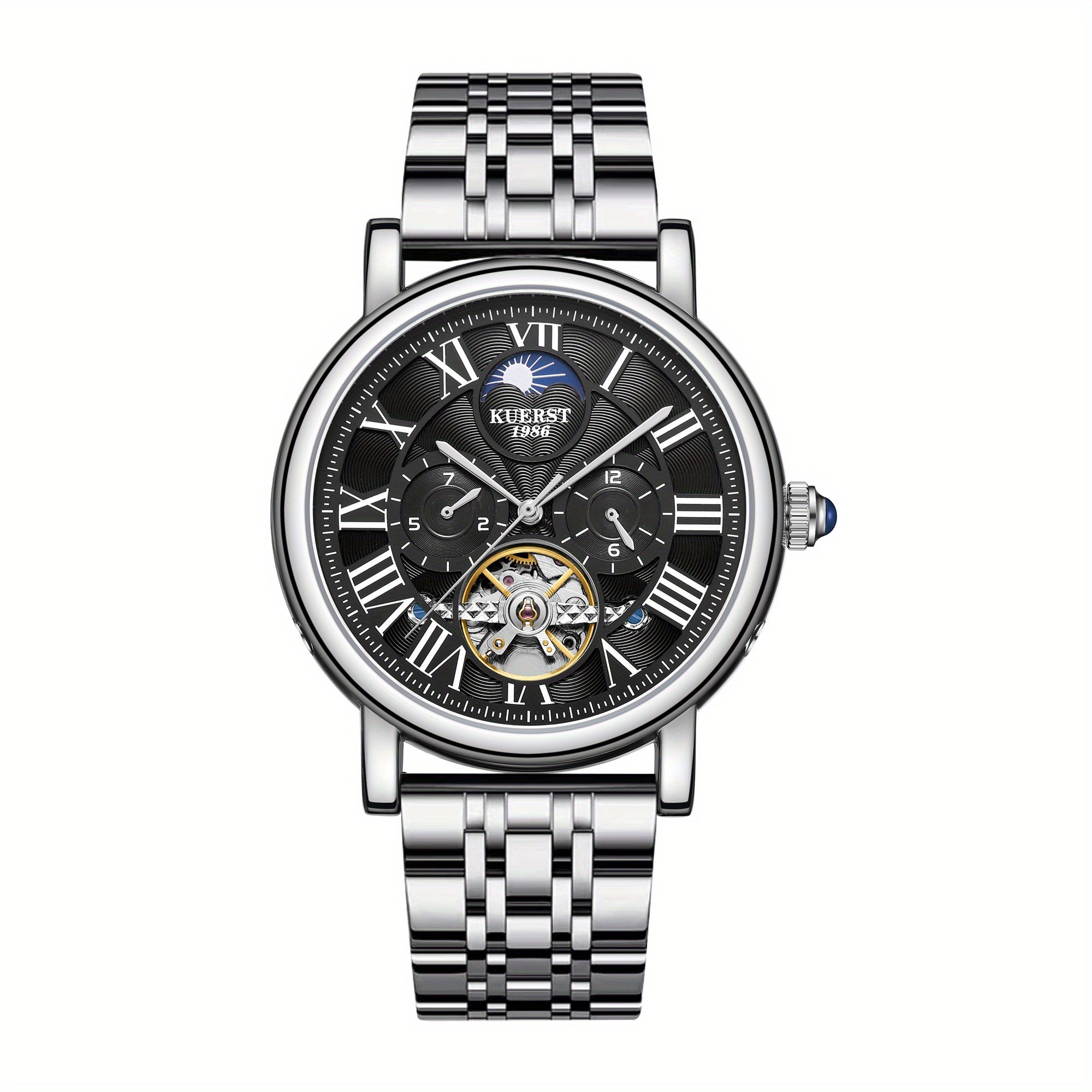 KUERST Retro Youth Men's Steel Strap Automatic Mechanical Watch Waterproof