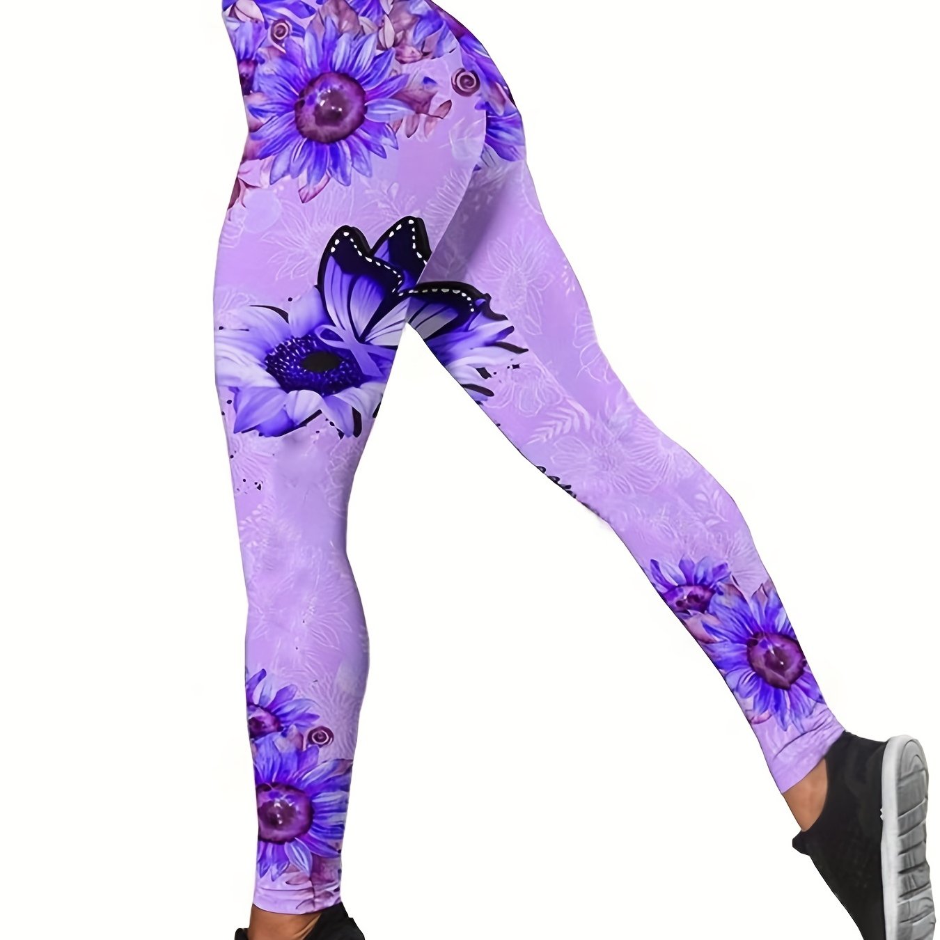 Butterfly Print High Rise Sports Leggings