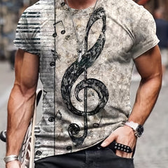 Men's Music Note Print T Shirt - Stylish Summer Essential