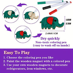 36pcs Wooden Magnets Kids Art Craft Party Birthday Gift Favors Easter Crafts