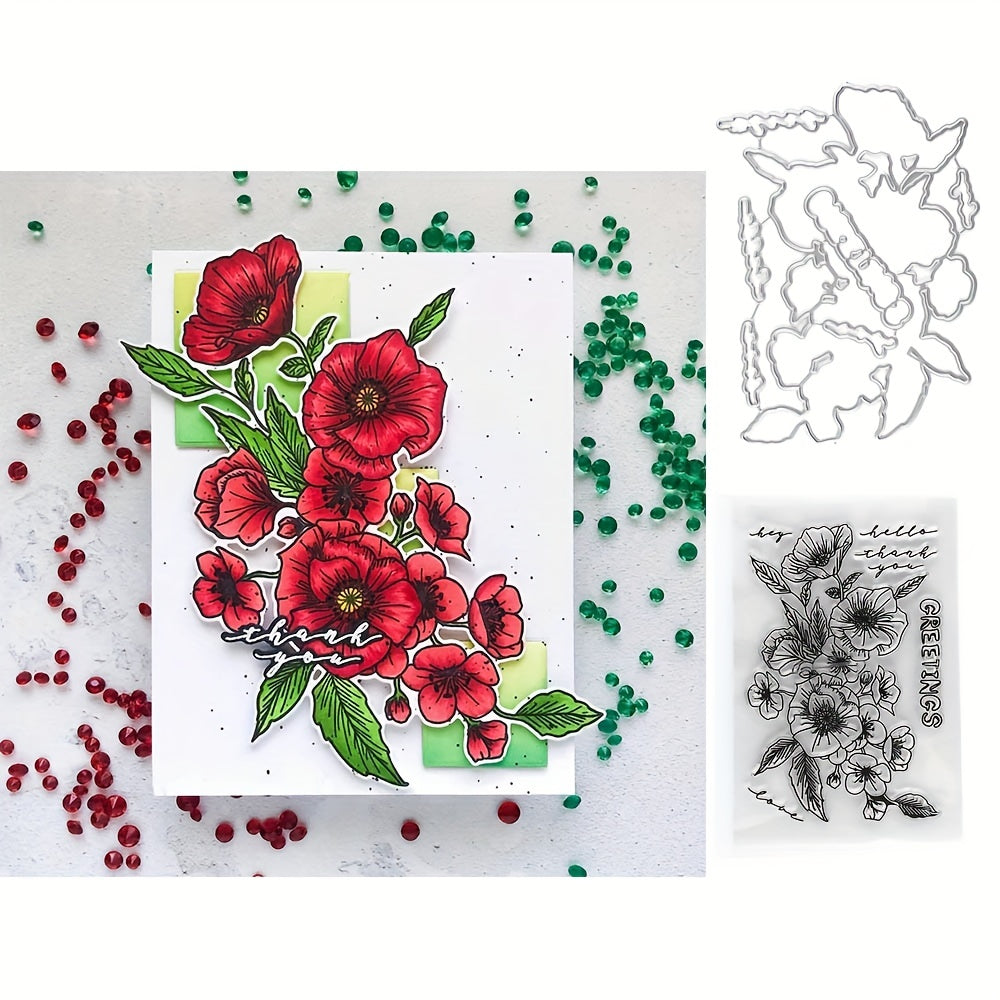 Poppy Hawthorn Stamp & Cutting Dies Set for DIY Scrapbooking