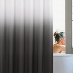 Waterproof Gray Gradient Shower Curtain with Plastic Hooks 71x71in