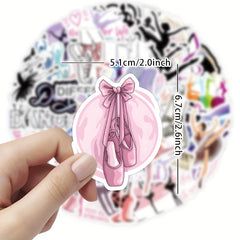 50pcs Ballet Waterproof Stickers for Water Bottle Phone Laptop
