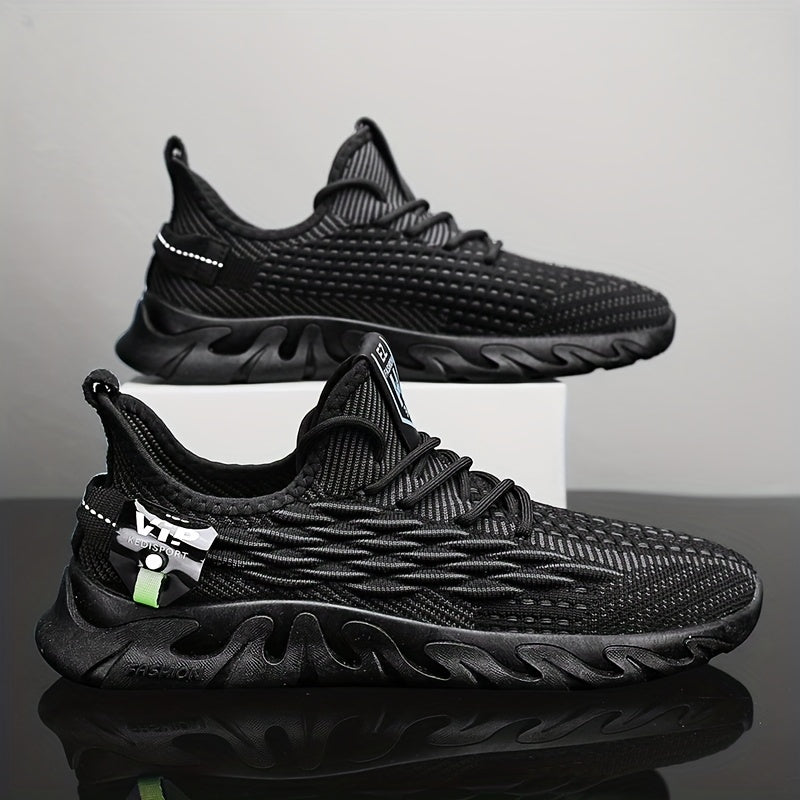 Men's Fish Scale Lace-Up Sneakers Lightweight Running Shoes