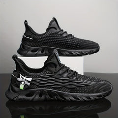 Men's Fish Scale Lace-Up Sneakers Lightweight Running Shoes