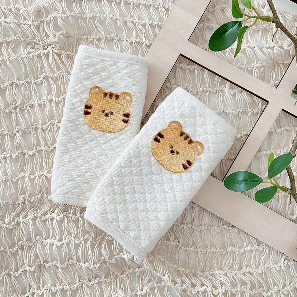 Baby Stroller Seat Belt Protectors Car Seat Shoulder Pads Cotton Embroidery