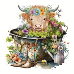 Pastoral Cattle Flower Animal Series Iron On Patches HTV Vinyl DIY T Shirts