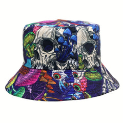 Skull Mushroom Print Bucket Hat Men's And Women's Outdoor Sunshade Hat