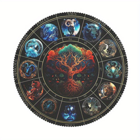 Round Polyster Table Cloth Tree Of Life Pattern Water Repellent Circle Table Cov