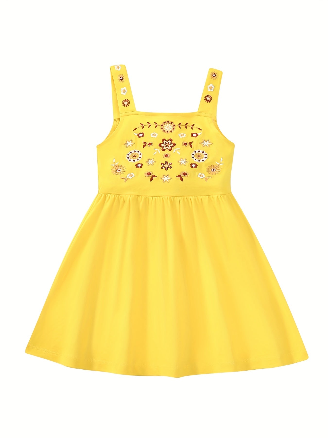 Girls Pink Slip Dress with Floral Embroidery
