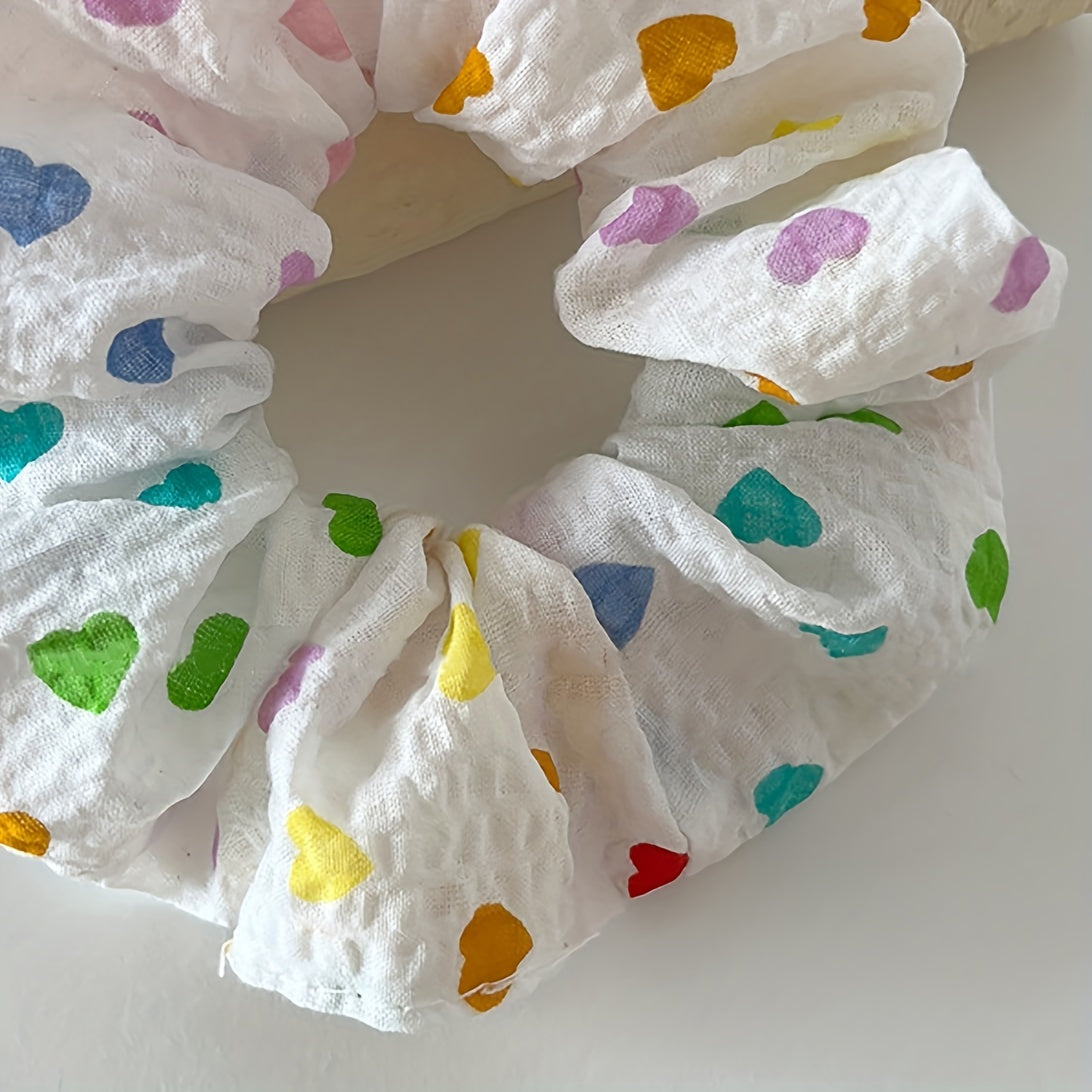 Colorful Love Pattern Hair Rope Large Circle Head Rope Hair Accessories