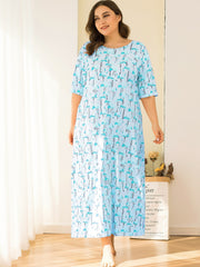 Plus Flamingo Print Short Sleeve Nightdress
