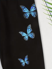 Butterfly Graphic High Waist Yoga Leggings for Outwear