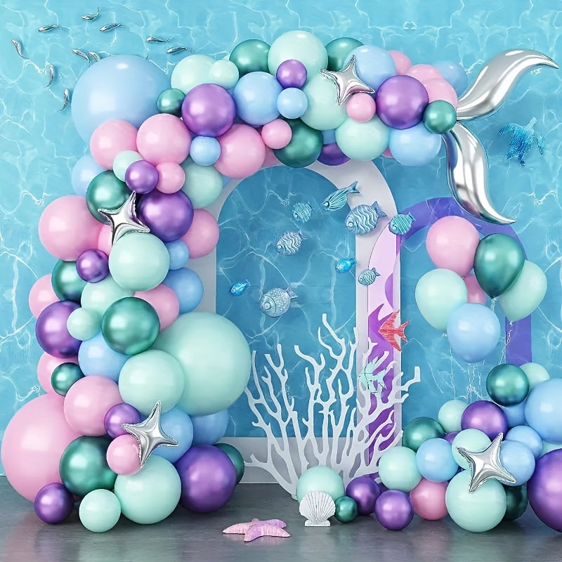 Mermaid Balloon Garland Set Macaron Purple Pink Green Balloon Arch