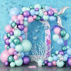 Mermaid Balloon Garland Set Macaron Purple Pink Green Balloon Arch