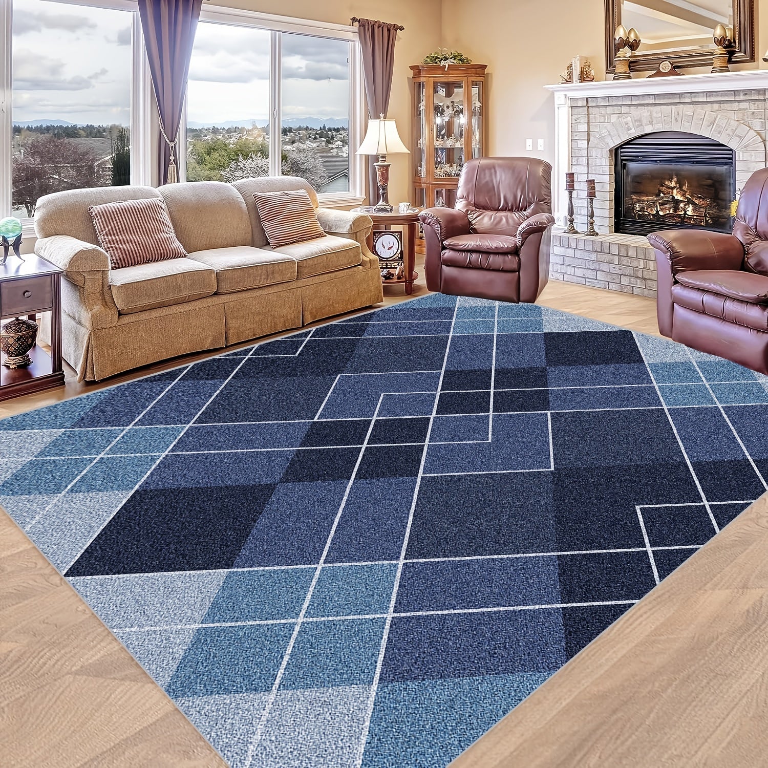 Fluffy Geometric Area Rugs For Living Room Scandinavian Style Large Rug