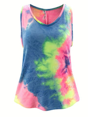 Sexy V Neck Tie Dye Tank Top