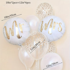 8pcs Mr Mrs Wedding Balloons Anniversary Props