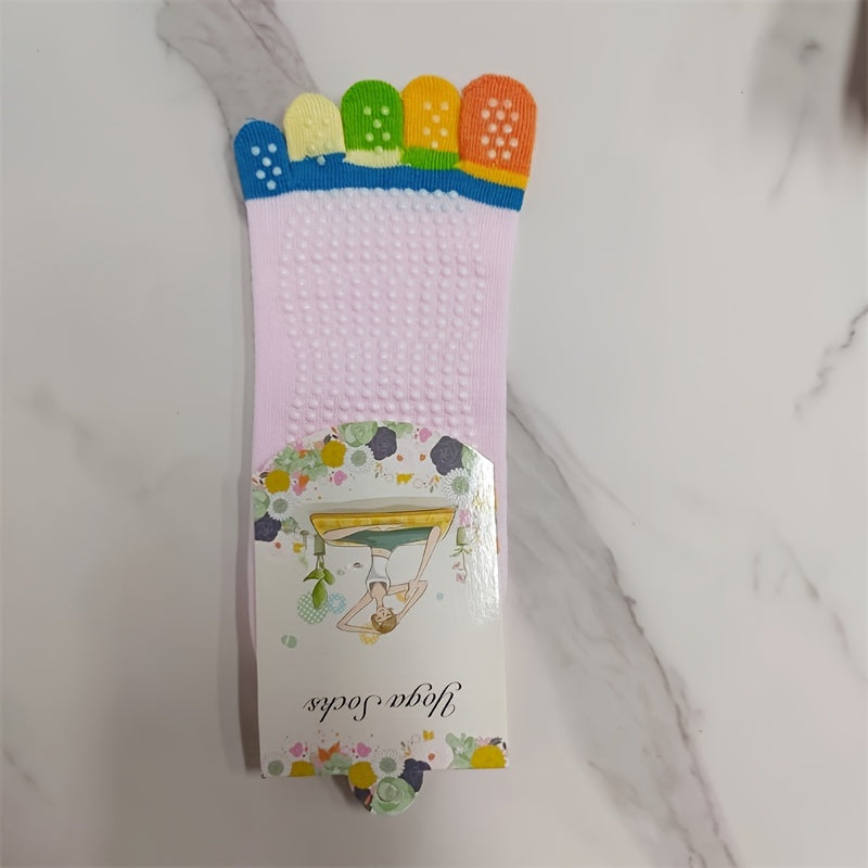 Colorful 5-Toe Split Non-Slip Yoga Socks Short Tube Sweat Absorption Grip Socks