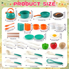 32pcs Kids Toy Kitchen Set Cooking Toys with Kettle Pots Utensils Eggs Fruits