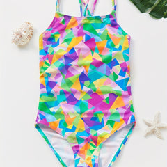 Girl's Geometric Print Tankini Swimsuit