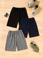 3pcs Boys Comfortable Casual Shorts Elastic Waist for Summer Outdoor