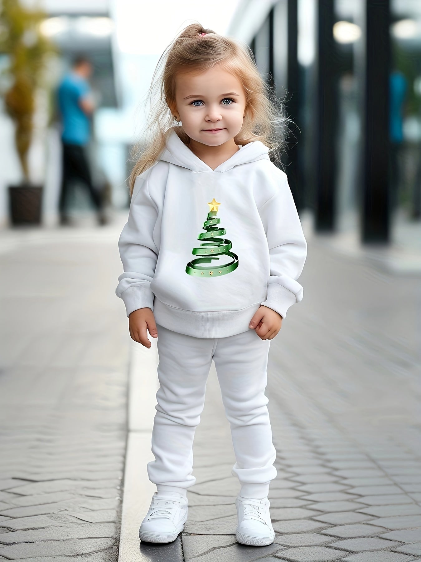 Girls 2pc Christmas Tree Hoodie & Sweatpants Set