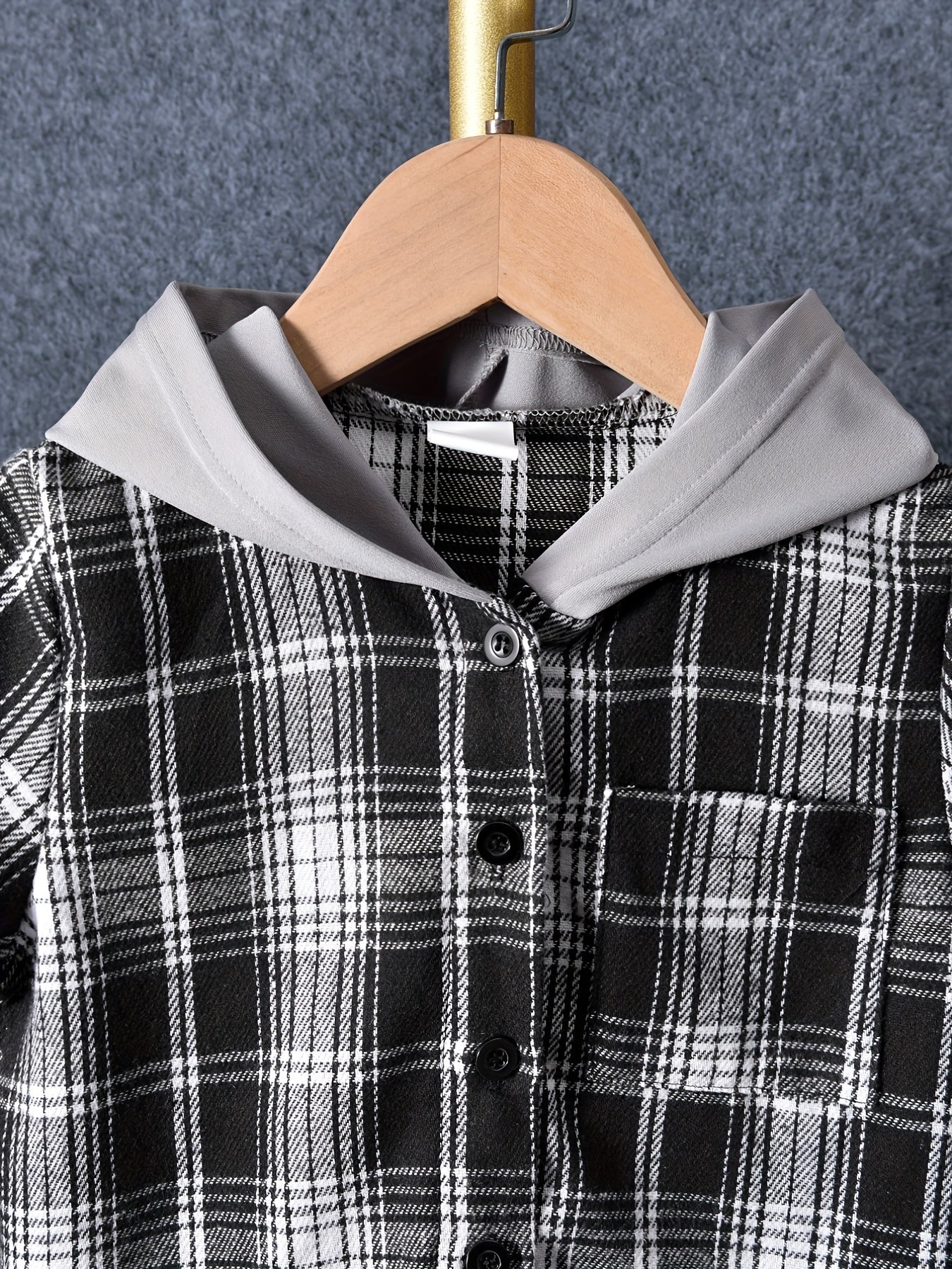 Boys Plaid Hooded Shirt & Shorts Summer Outfit
