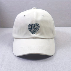 Vintage Heart Embroidery Baseball Cap Solid Casual Sunscreen Dad Hat