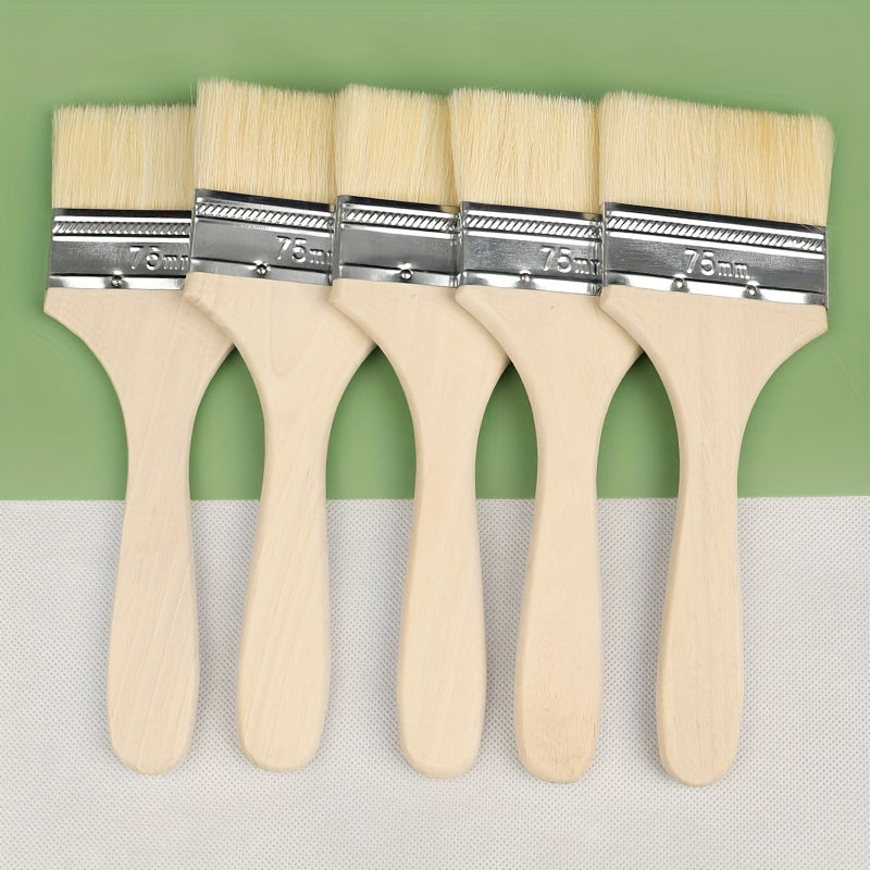 Long Handle Wool Brush Set Wooden Handle Paint Brush Soft Hair Brush Barbecue