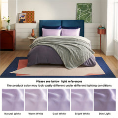 2pcs 20x30 Inches Lavender Satin Silk Pillowcase Set Soft and Breathable