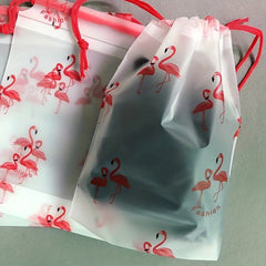 3pcs Flamingo Drawstring Travel Underwear Clothes Storage Bag