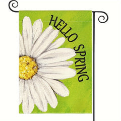 Hello Spring Garden Flag 30x45 cm Double Sided Floral Daisy Yard Flag Green
