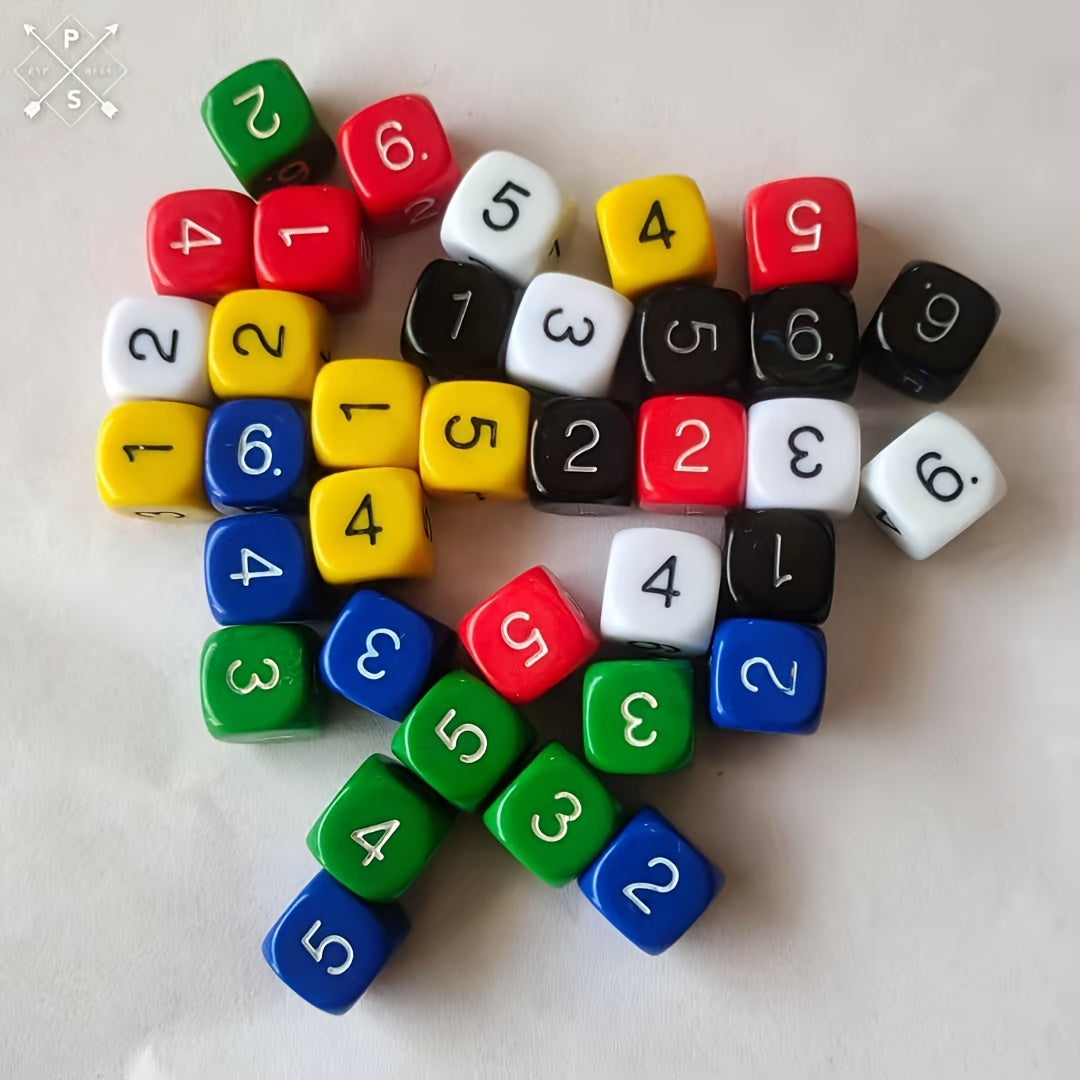 18 Pcs 16mm Rounded Acrylic Digital Dice in 3 Colors for Bar Games
