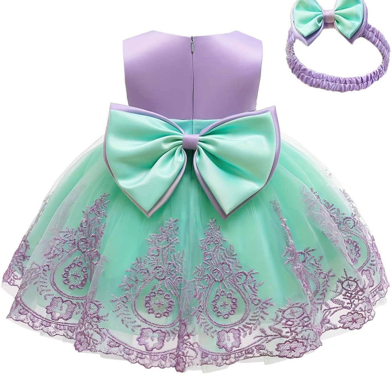 Baby Girls Christening Baptism Party Dress With Headwear