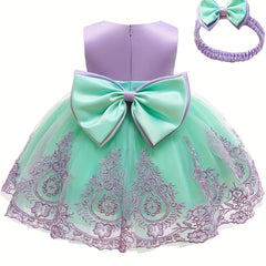 Baby Girls Christening Baptism Party Dress With Headwear