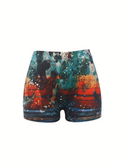Letter Print Skinny Shorts Casual Shorts