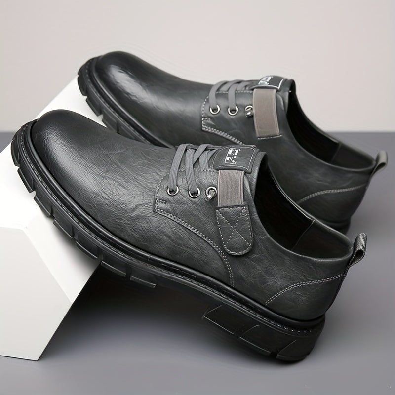 Men's Round Toe Derby Lace-Up Dress Shoes for Office Business
