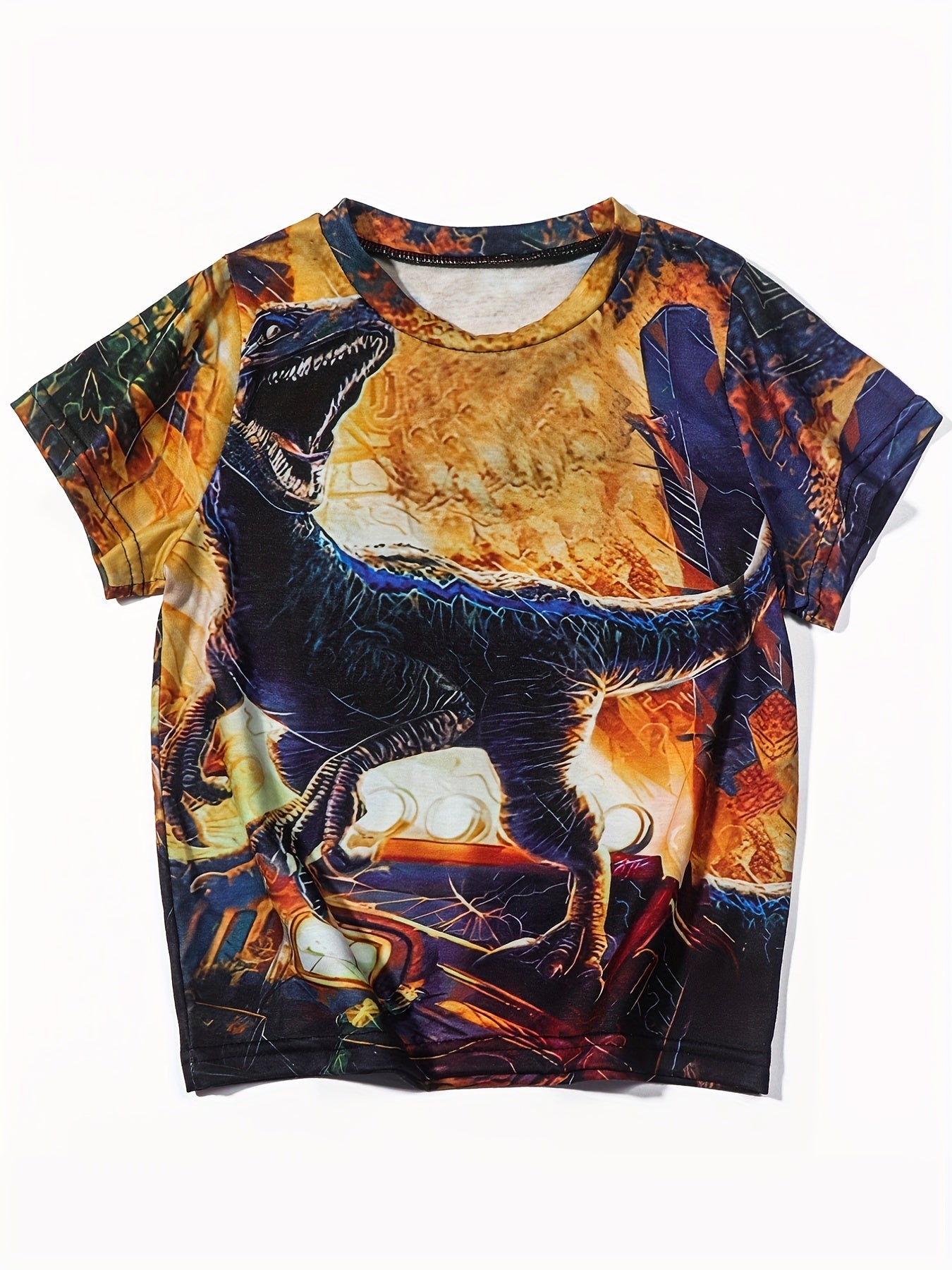 Boy's 3D Dinosaur Print T-shirt Casual Tee for Summer