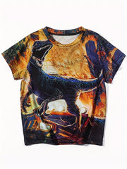 Boy's 3D Dinosaur Print T-shirt Casual Tee for Summer