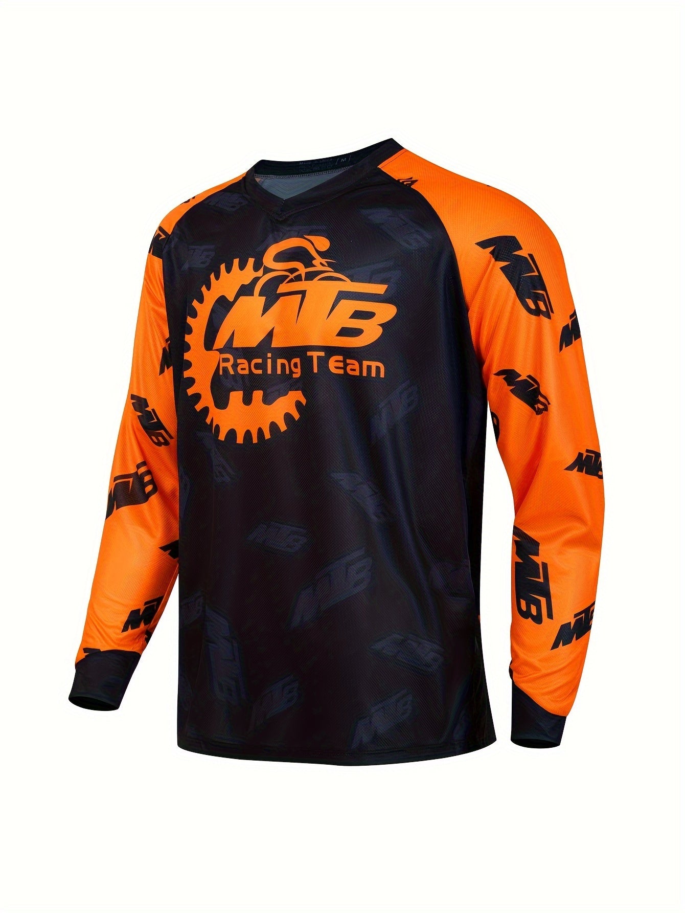 Men's Letter Pattern Cycling Jersey Active Long Sleeve Shirt