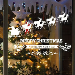 Christmas Theme Window Stickers Elk Removable Vinyl Wall Decor