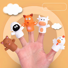 5pcs Animal Farm Finger Dolls Learning Aid Toys for Role Playing School Party