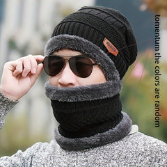Men's Knitted Wool Cycling Hat and Scarf Set